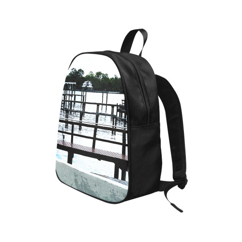 Docks On The River 7580 Fabric School Backpack (Model 1682) (Medium)