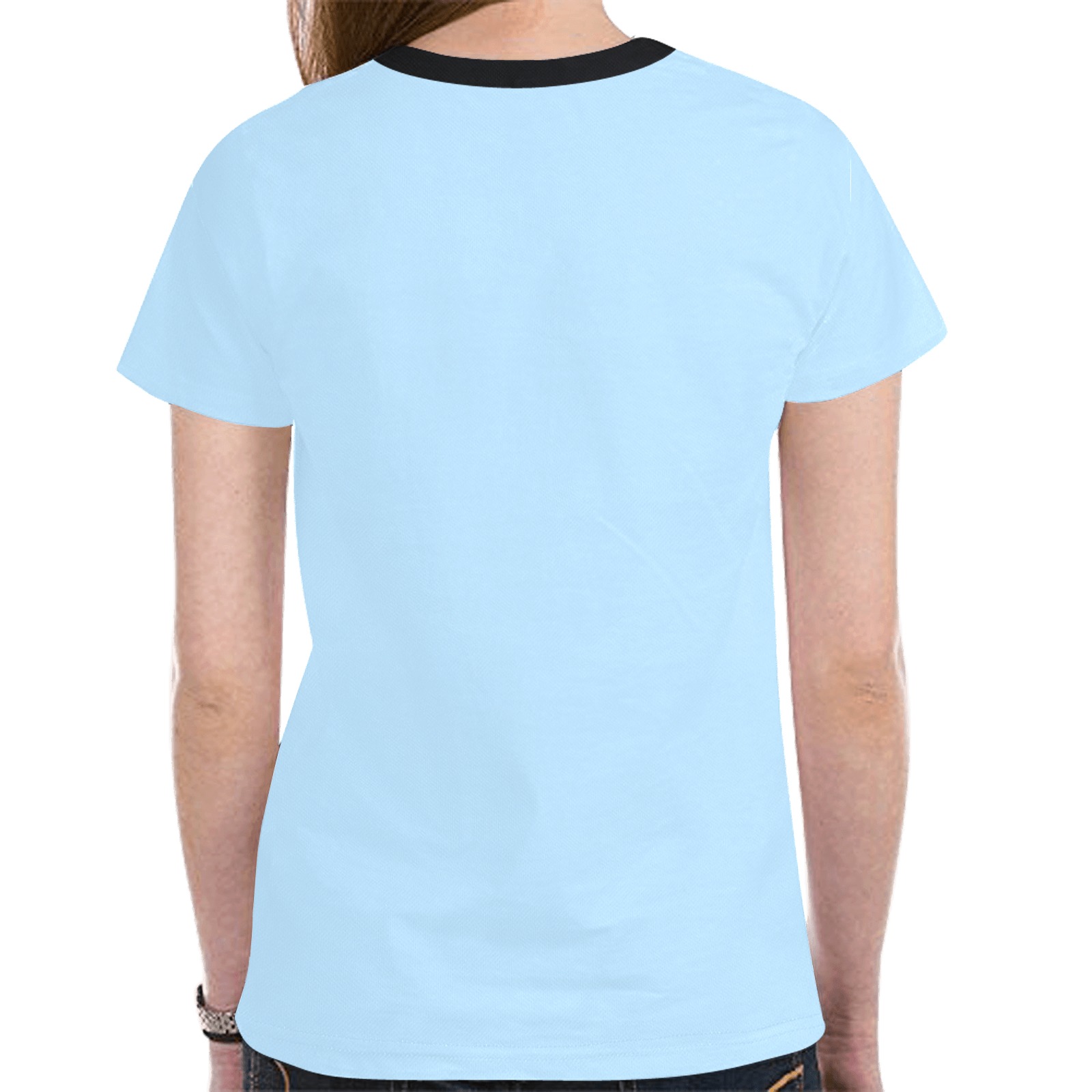 Little Girl Chef on Blue New All Over Print T-shirt for Women (Model T45)