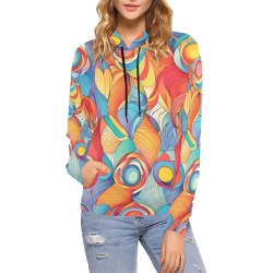 Abstract Flowers All Over Print Hoodie for Women (USA Size) (Model H13)