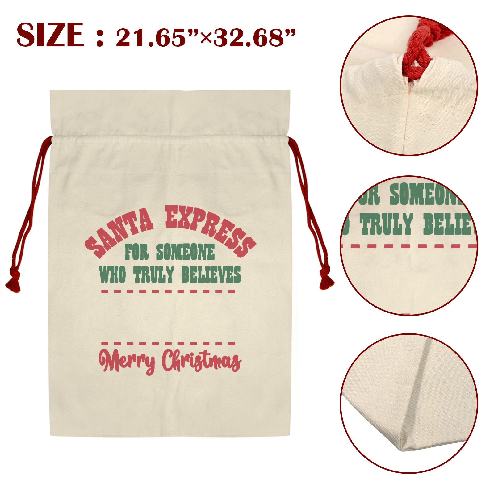 Santa Express Santa Claus Drawstring Bag 21"x32" (Two Sides Printing)