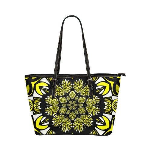 opulence yellow glow Leather Tote Bag/Small (Model 1651)