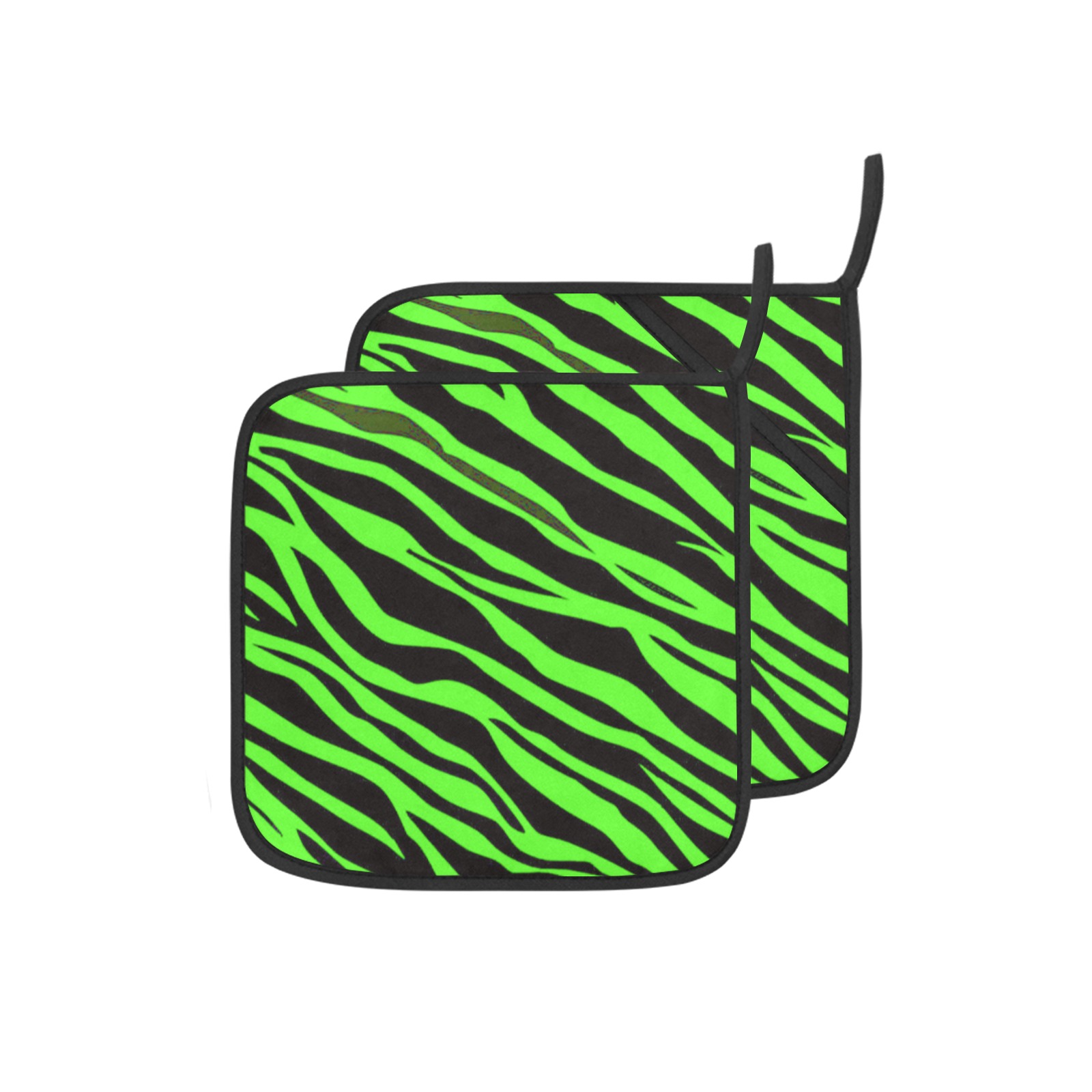 Neon Green Zebra Stripes Pot Holder (2pcs)