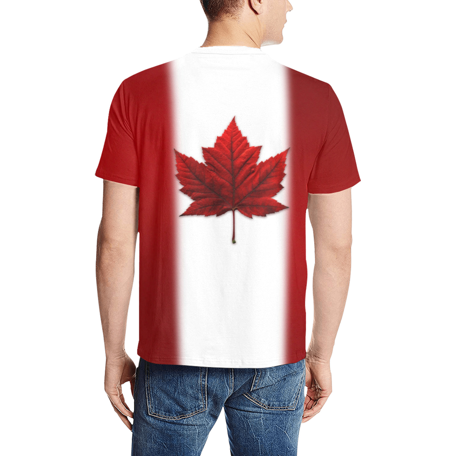 Canada Flag T-shirts Men's All Over Print T-Shirt (Solid Color Neck) (Model T63)