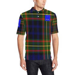 DIONIO Clothing - Men's Plaid Multi-color Polo Shirt #2 ( Blue & Yellow Shield Logo) Men's All Over Print Polo Shirt (Model T55)