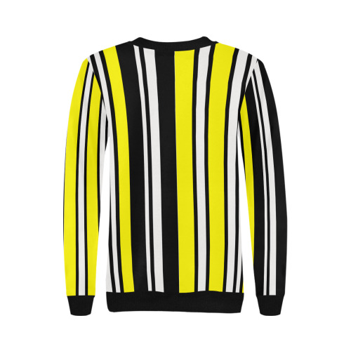 by stripes Women's Rib Cuff Crew Neck Sweatshirt (Model H34)
