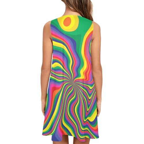 Groovy Pattern Sleeveless A-Line Pocket Dress (Model D57)