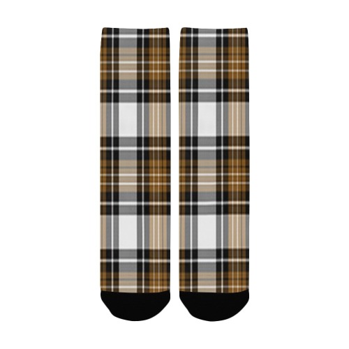 Brown Black Plaid Women's Custom Socks