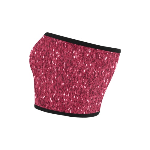 Magenta dark pink red faux sparkles glitter Bandeau Top