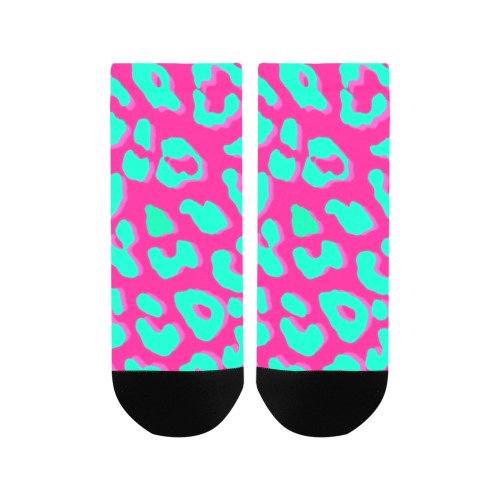 Leopard Print Pink Mint Women's Ankle Socks