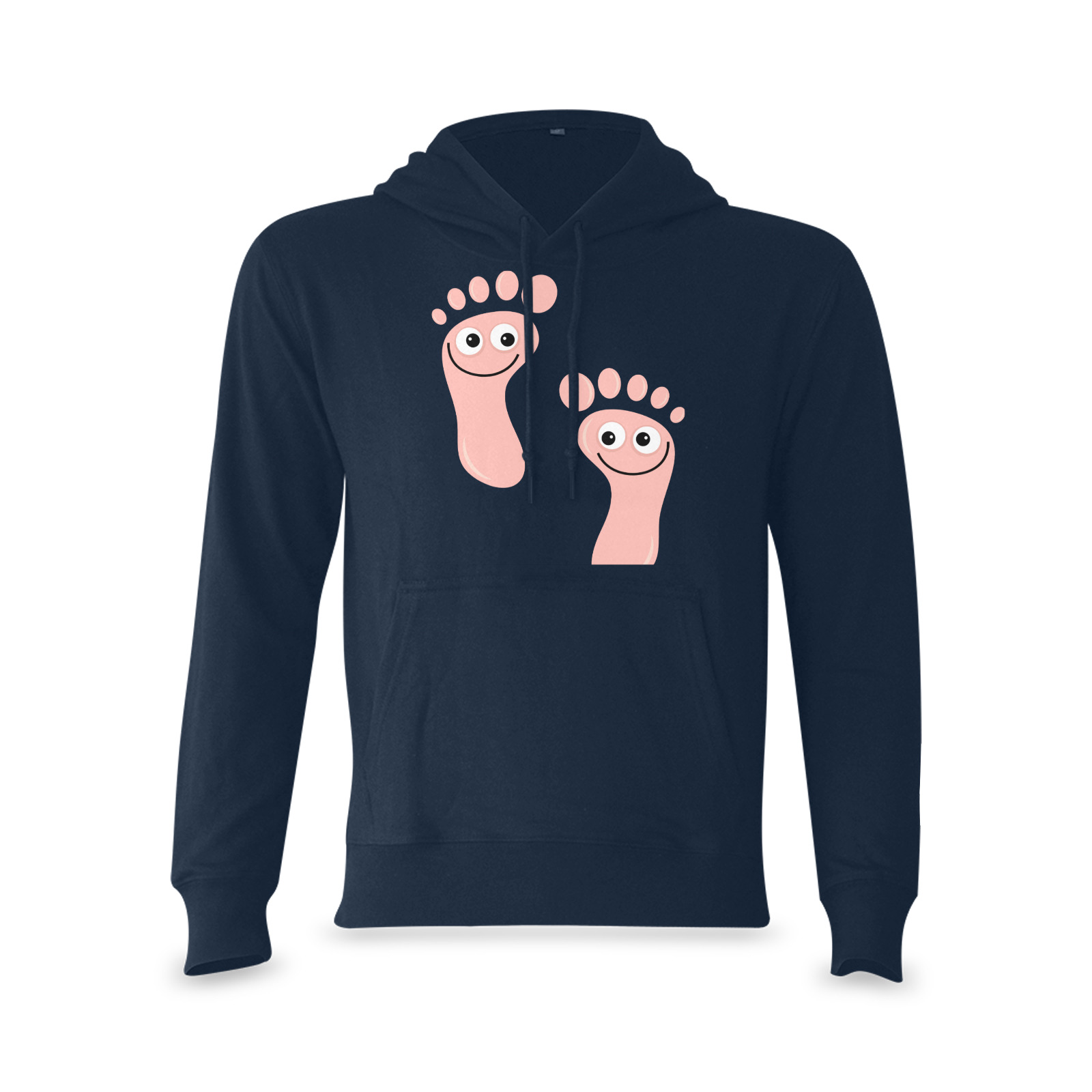 Happy Cartoon Pink Human Footprints Oceanus Hoodie Sweatshirt (NEW) (Model H03)