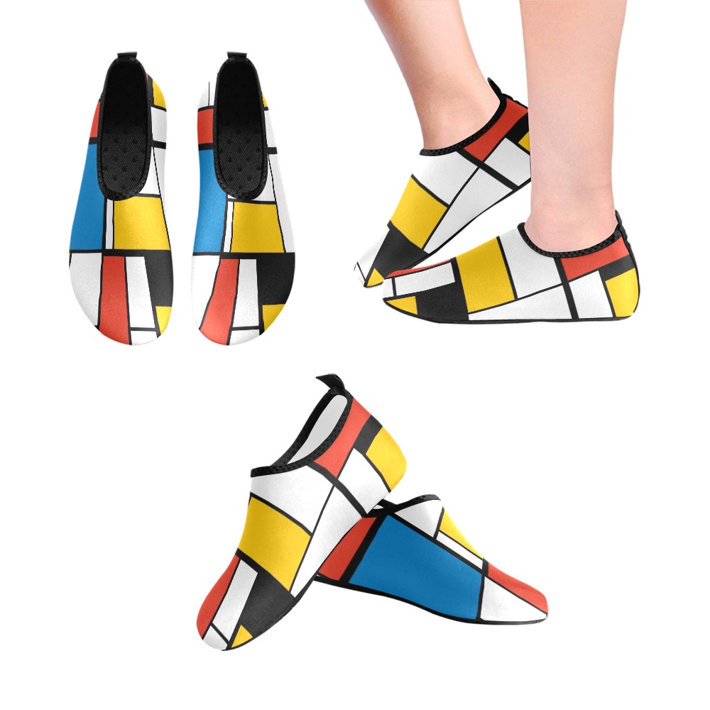 Mondrian De Stijl Modern Kids' Slip-On Water Shoes (Model 056)