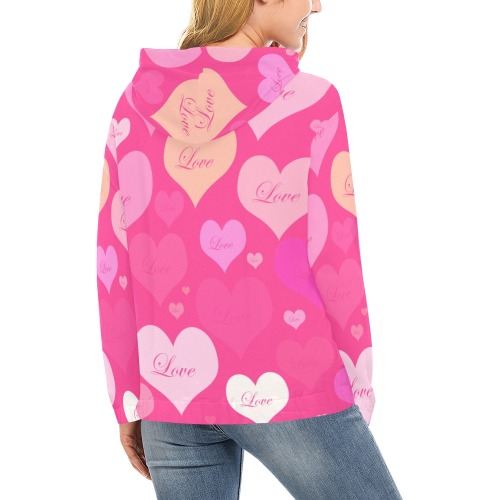 HeartsofLove All Over Print Hoodie for Women (USA Size) (Model H13)