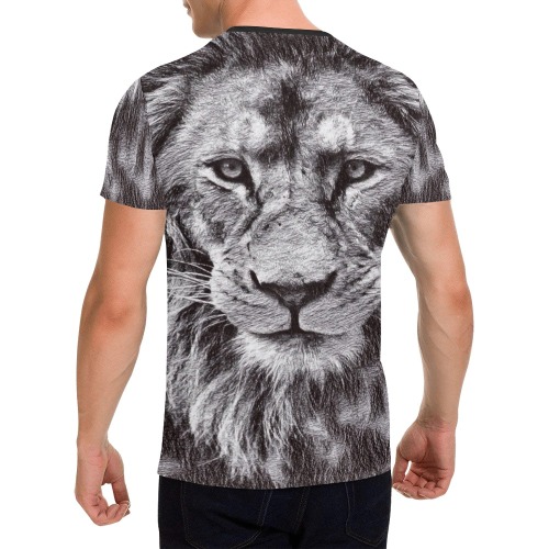 RR BURNOUT Lion Sketch All Over Print T-Shirt for Men (USA Size) (Model T40)