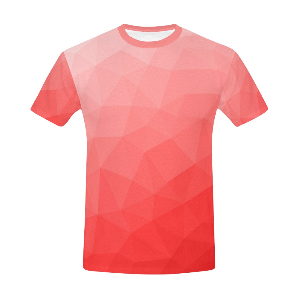 Red gradient geometric mesh pattern All Over Print T-Shirt for Men (USA Size) (Model T40)