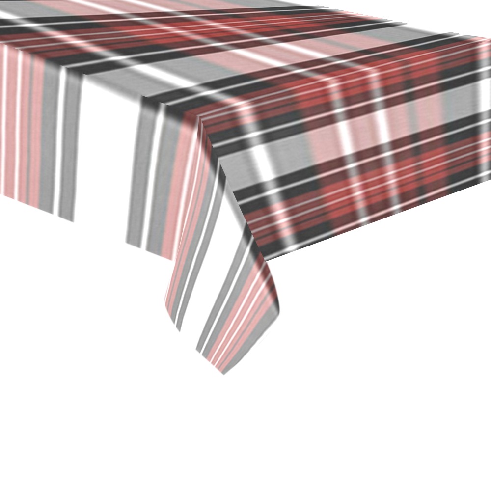 Red Black Plaid Cotton Linen Tablecloth 60"x120"