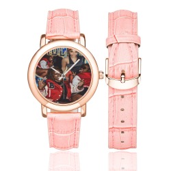 Water Women's Rose Gold Leather Strap Watch(Model 201)