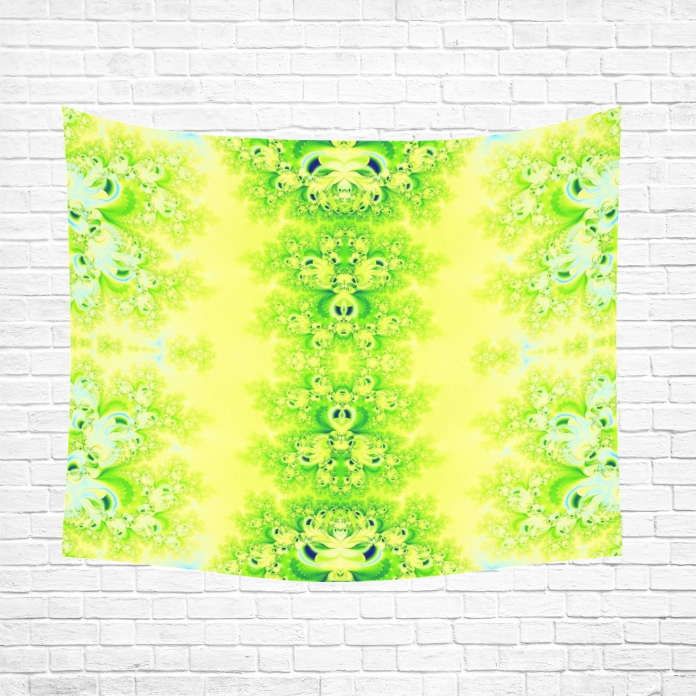 Sunny Ukrainian Sunflowers Frost Fractal Polyester Peach Skin Wall Tapestry 60"x 51"