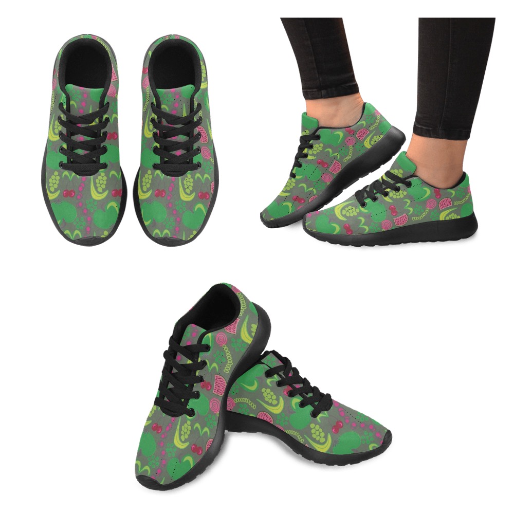 Green&Fruity Pattern Kid's Running Shoes (Model 020)