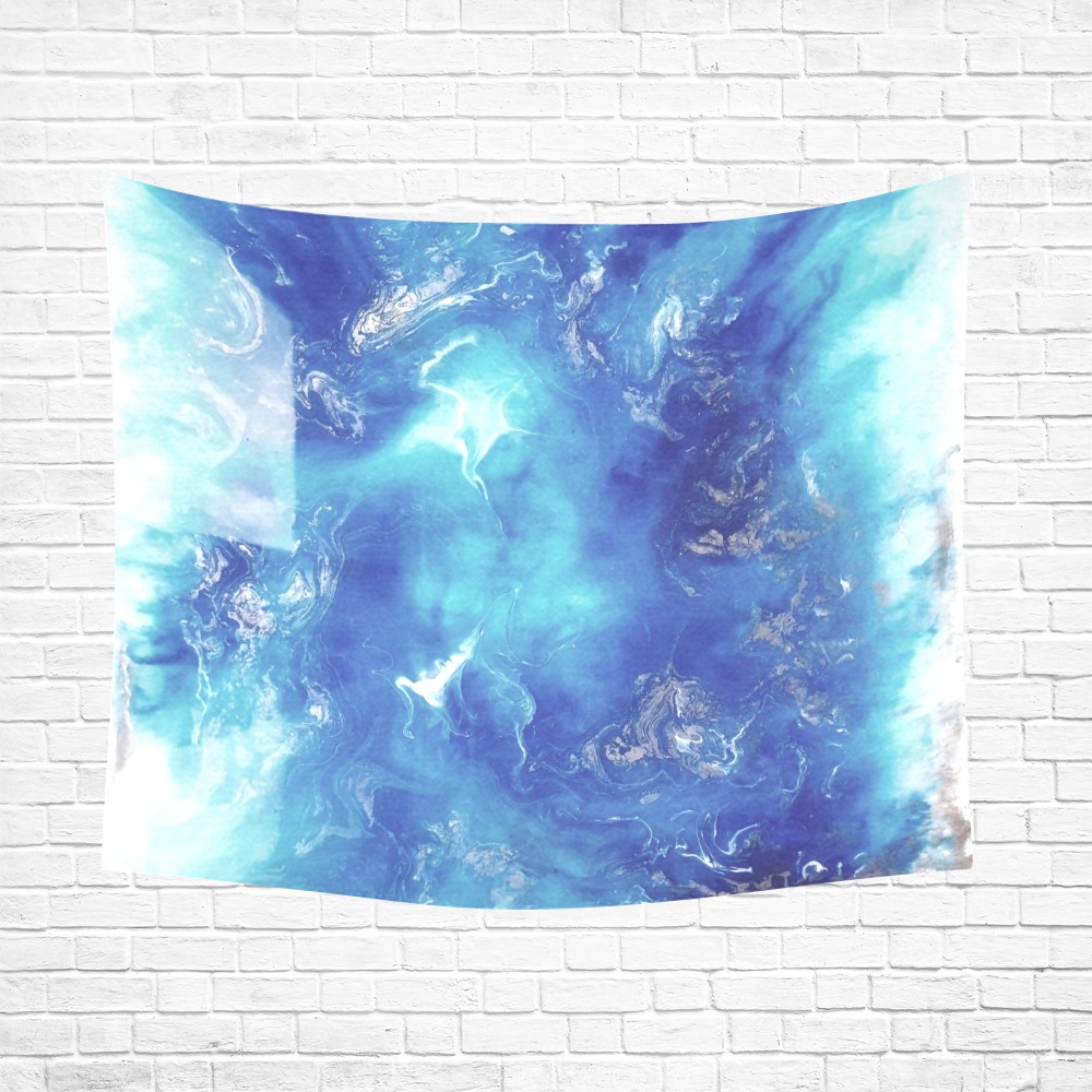 Encre Bleu Photo Cotton Linen Wall Tapestry 60"x 51"