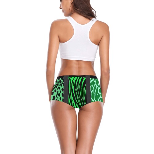 Green Mixed Animal Print Women's All Over Print Boyshort Panties (Model L31)