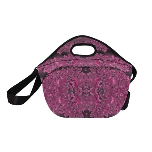 Pink Azalea Bushes Frost Fractal Neoprene Lunch Bag/Large (Model 1669)