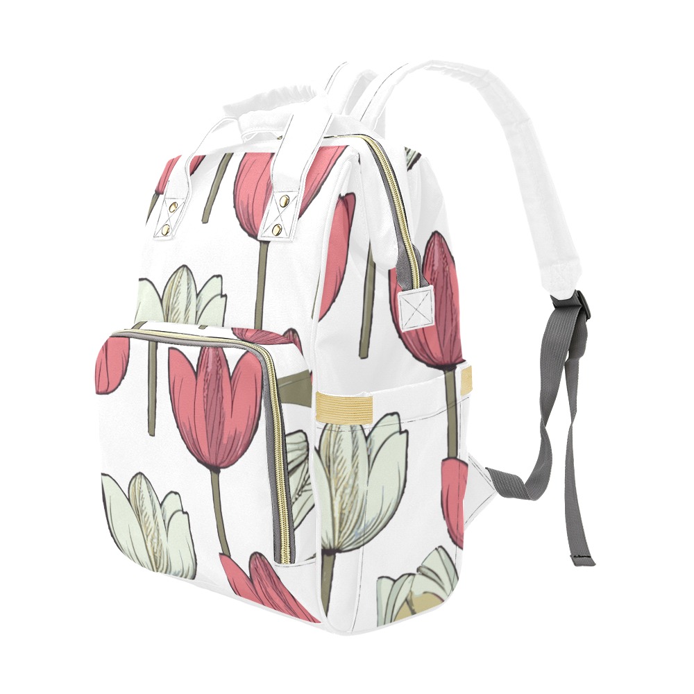 Floral Multi-Function Diaper Backpack/Diaper Bag (Model 1688)