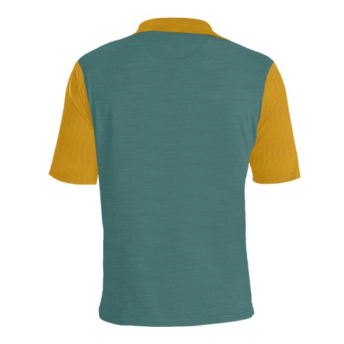 Flynn - Teal & Gold Men's All Over Print Polo Shirt (Model T55)