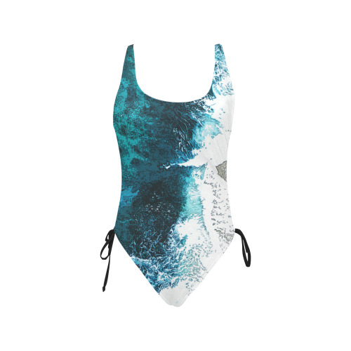 Ocean And Beach Drawstring Side One-Piece Swimsuit (Model S14)
