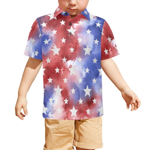 4th of july stars 1 Little Boys' All Over Print Polo Shirt (Model T55)