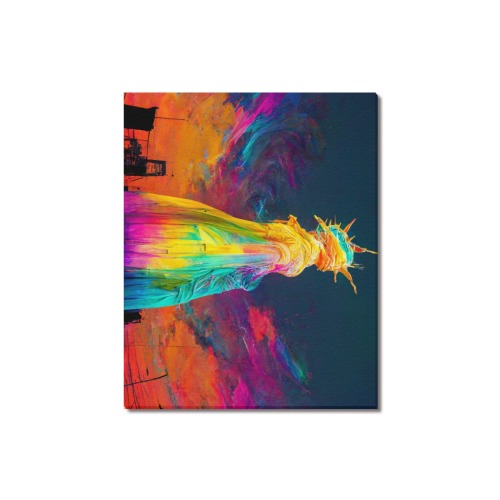 psychedelic statue of liberty Frame Canvas Print 20"x16"