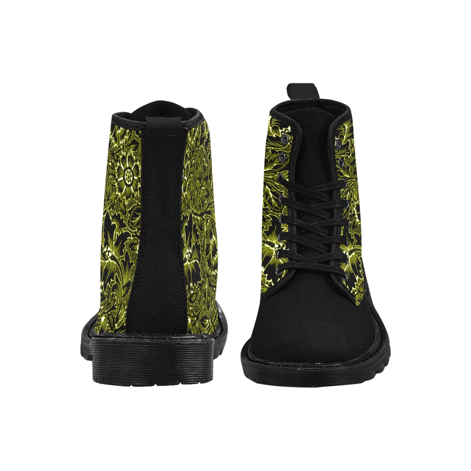 YELLOW LUXURY PATTERN Martin Boots for Women (Black) (Model 1203H)