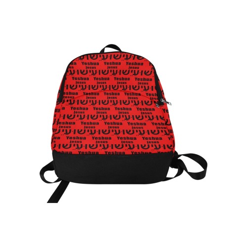 Yeshua Bookbag Bright Red (Blk text) Fabric Backpack for Adult (Model 1659)