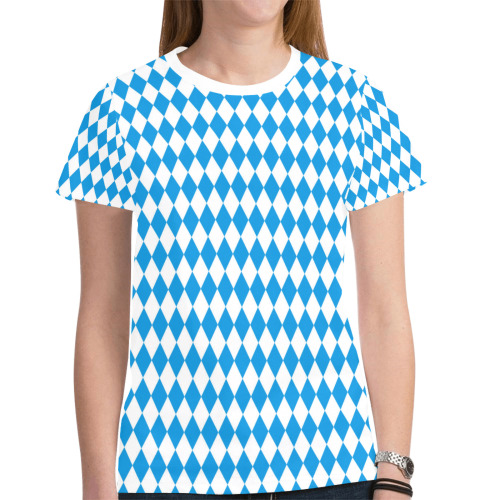 German State Of Bavaria - Flag Colors Pattern New All Over Print T-shirt for Women (Model T45)