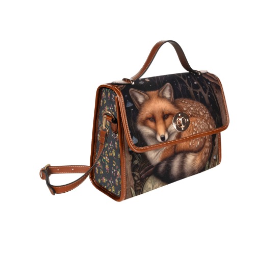Midnight Fox Ladies Satchel Handbag Waterproof Canvas Bag-Brown (All Over Print) (Model 1641)