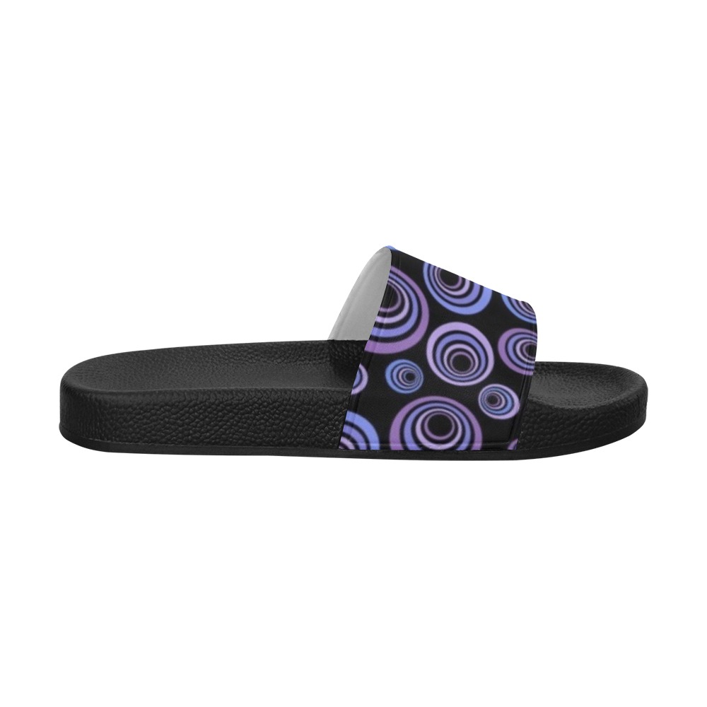 Retro Psychedelic Pretty Purple Pattern Men's Slide Sandals (Model 057)