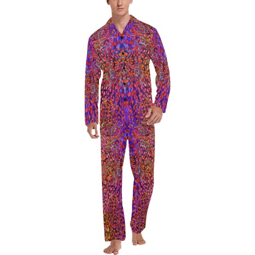 panther 6 Men's V-Neck Long Pajama Set