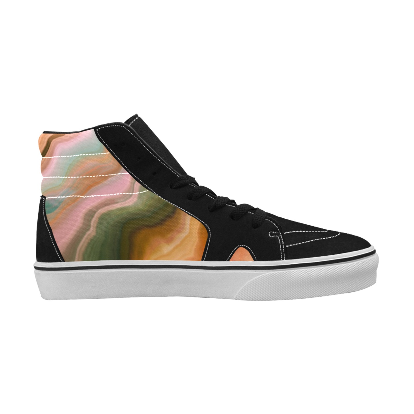 Modern abstract stripes Women's High Top Skateboarding Shoes (Model E001-1)