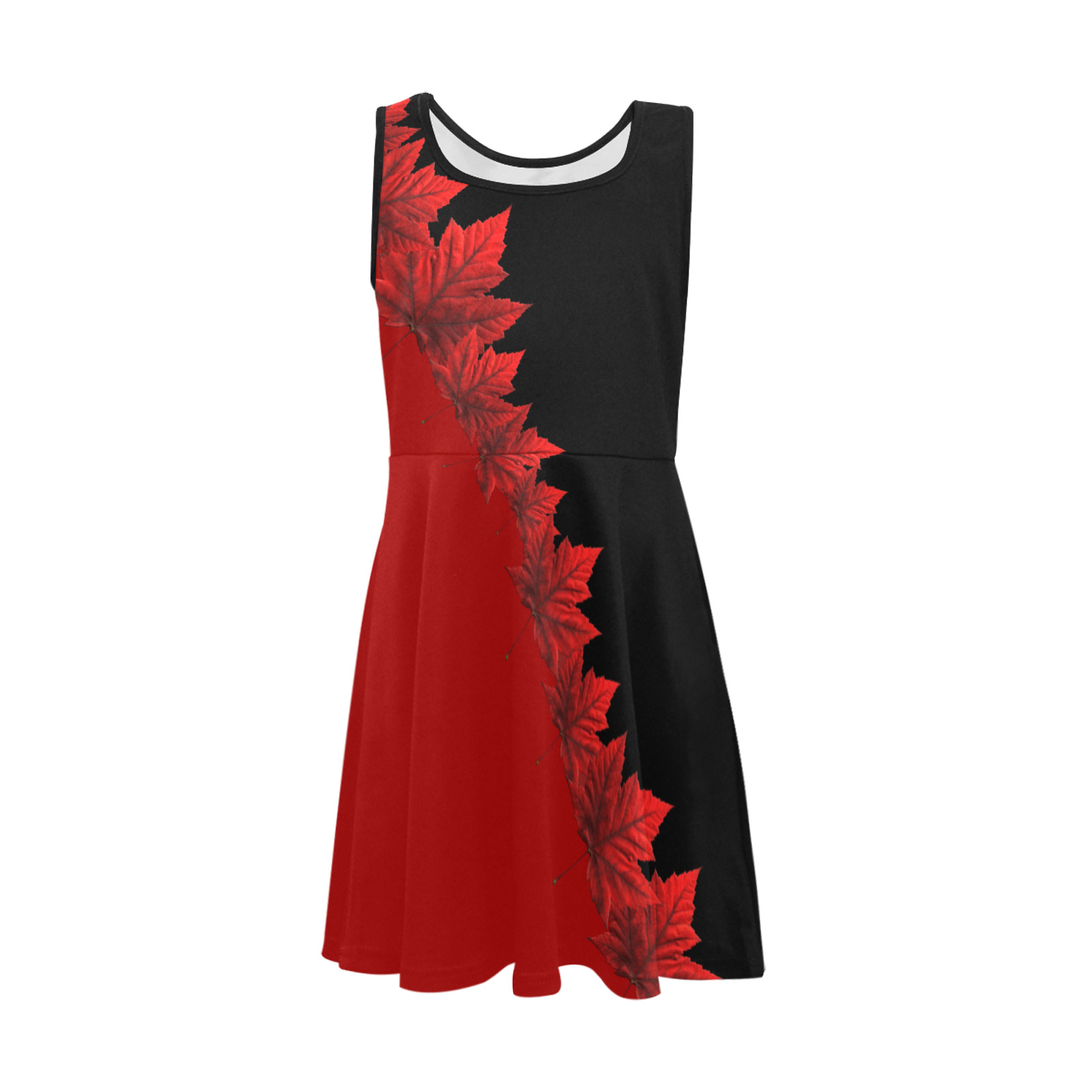 Girl's Canada Maple Leaf Dresses Girls' Sleeveless Sundress (Model D56)