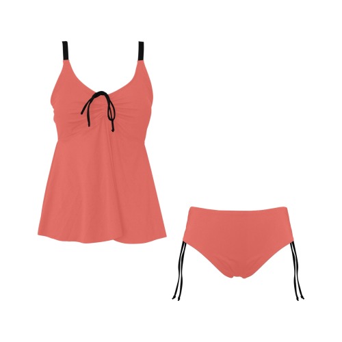 peach Chest Drawstring Swim Dress (Model S30)