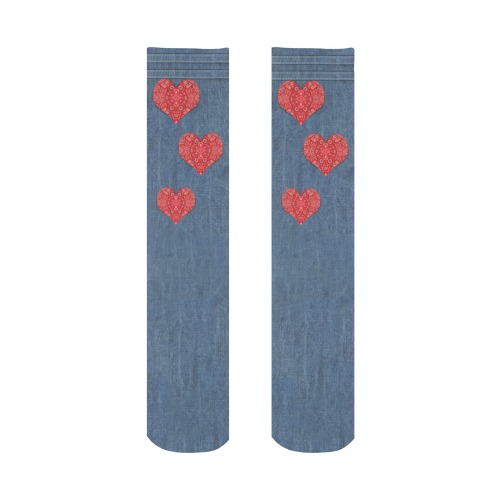 Bandana Heart and Denim-Look All Over Print Socks for Women
