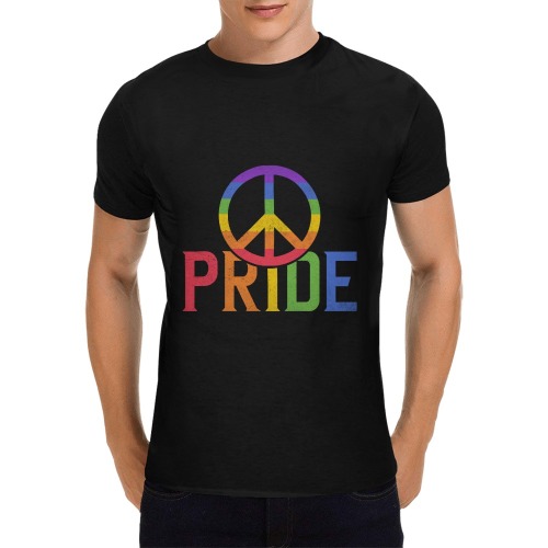 Gay Peace Pride (Black) Men's T-Shirt in USA Size (Front Printing Only)