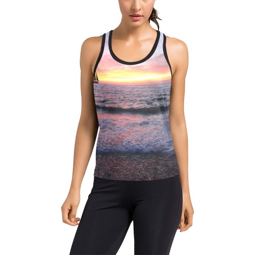 Tropical Sunset-Sea Ocean Women's Racerback Tank Top (Model T60)