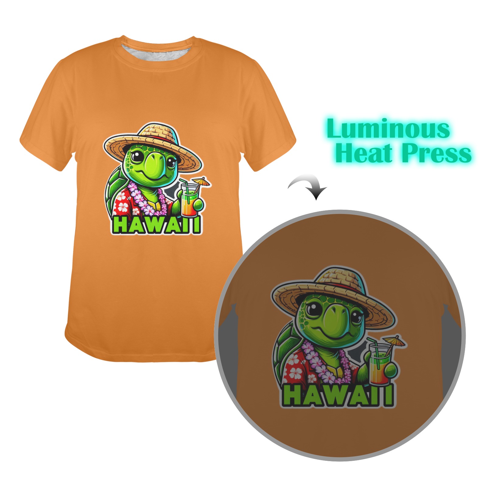 GREEN SEA TURTLE-HAWAII 3 Women's Glow in the Dark T-shirt (Two Sides Printing)