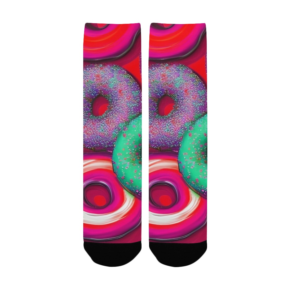 Colorful Donuts Red Custom Socks for Women