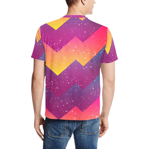 bright geometric seamless pattern with grunge effect_298851920.jpg Men's All Over Print T-Shirt (Random Design Neck) (Model T63)