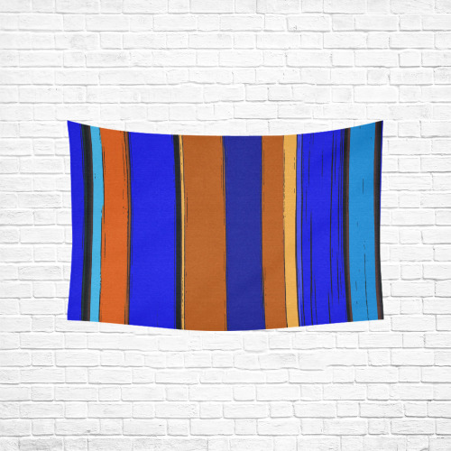 Abstract Blue And Orange 930 Cotton Linen Wall Tapestry 60"x 40"