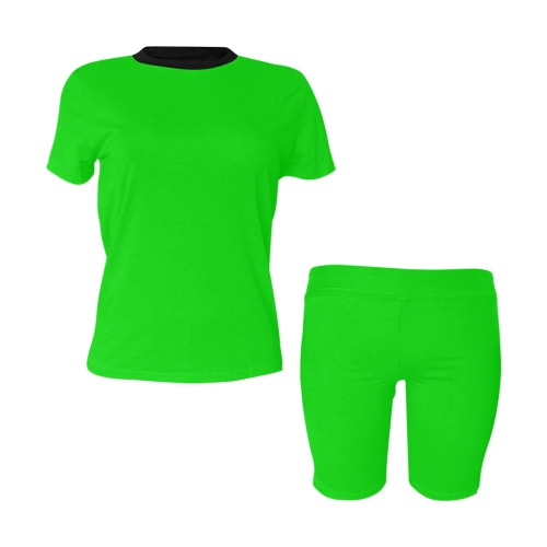 Merry Christmas Green Solid Color Women's Short Yoga Set