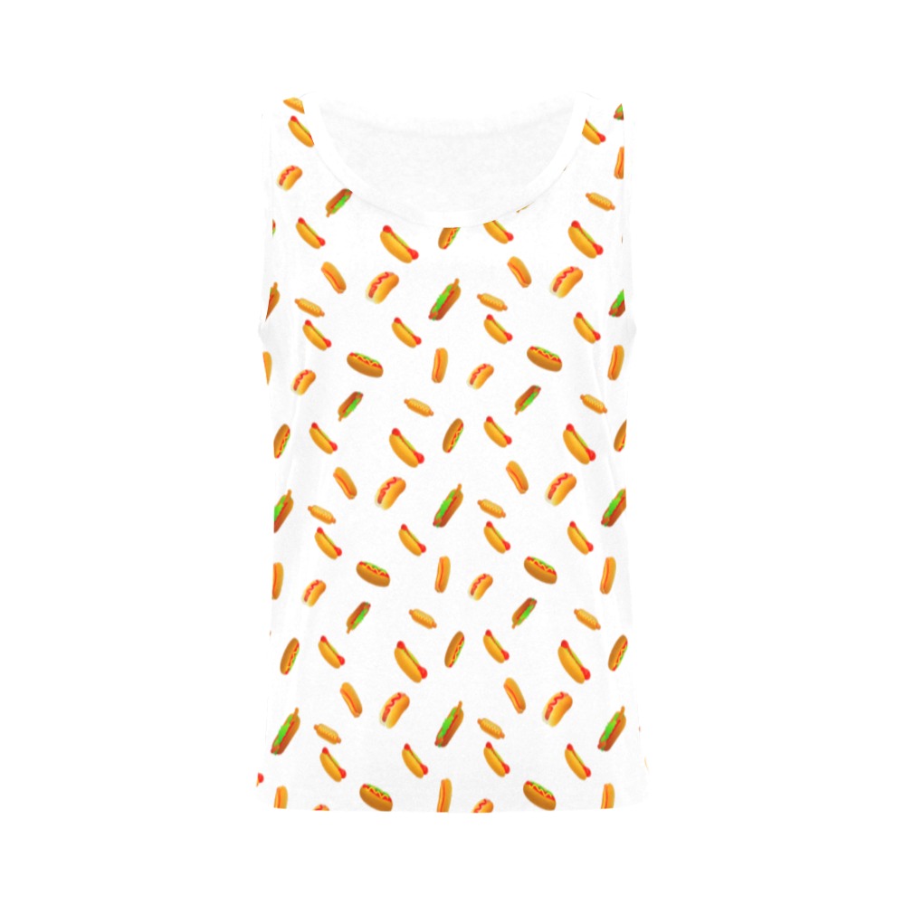Hot Dogs on White All Over Print Tank Top for Women (Model T43)