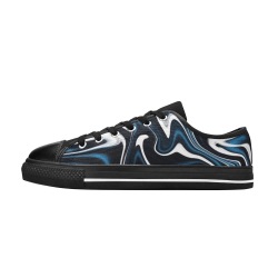 Blue, Black and White Estonia Swirls Women's Classic Canvas Shoes (Model 018)