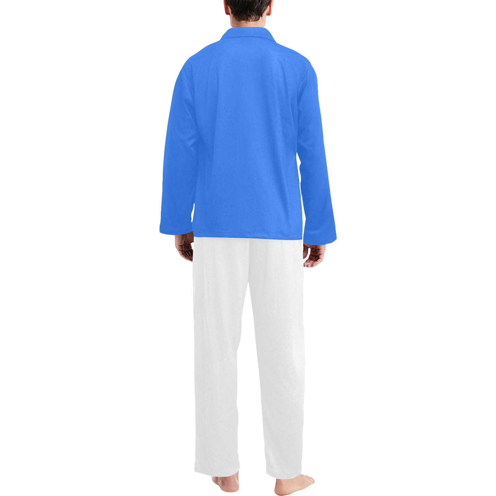 Blue and White by Nico Bielow Men's V-Neck Long Pajama Set